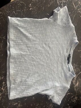 Forever 21 Pale Blue Ribbed Crew Neck Tee